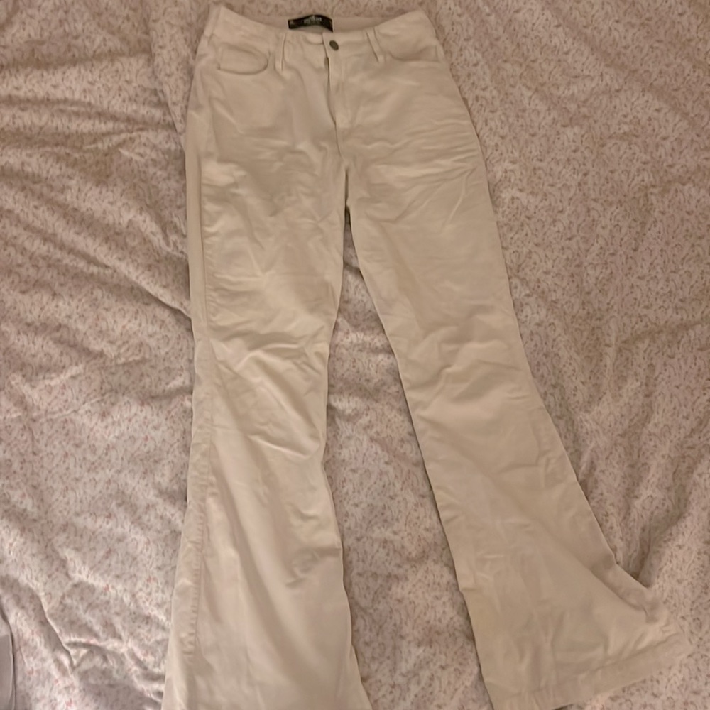 White/ Cream High Rise Hollister Flare Pants